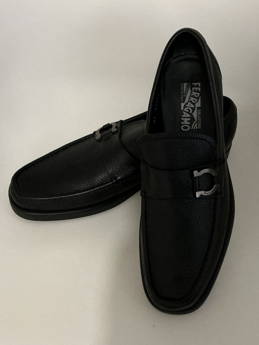 Salvatore Ferragamo Black Leather Horsebit Slip On Loafers Size 11